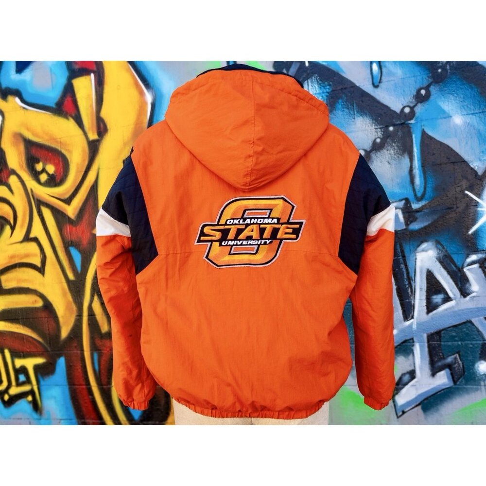 OKLAHOMA STATE COWBOYS NCAA Vintage Starter Jacket Size Medium | Orange & Black